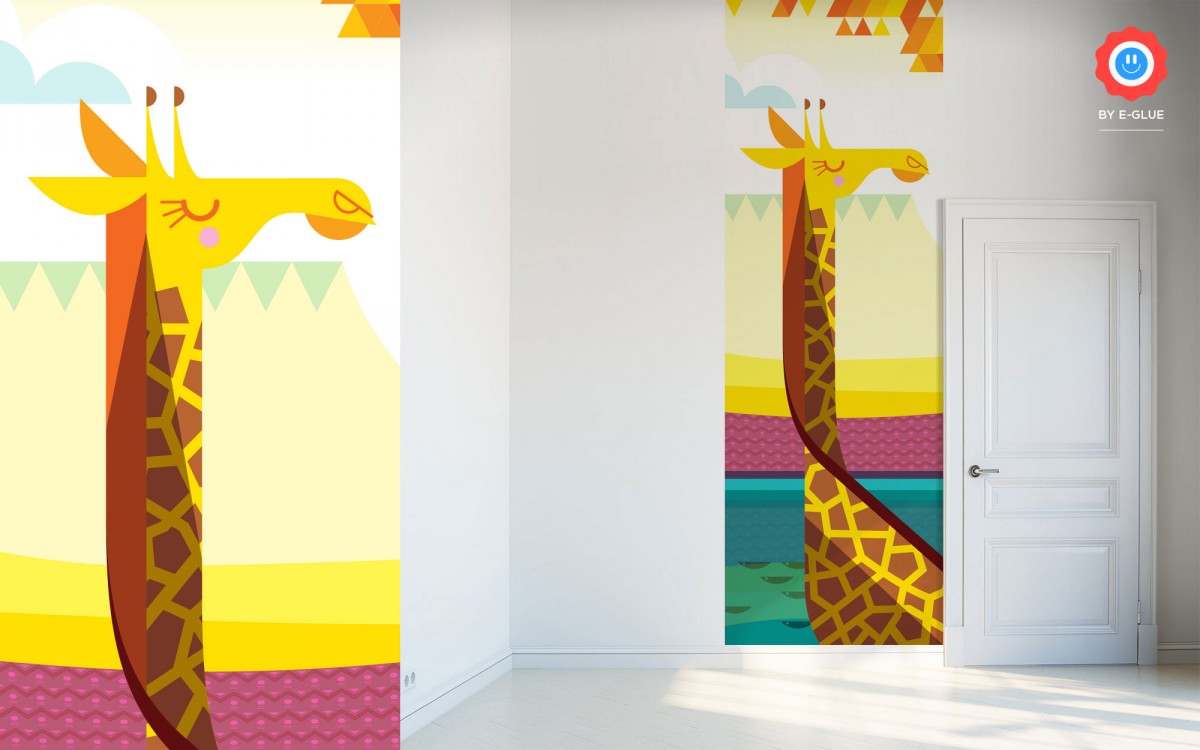 Msrahves papier peint panoramique enfant Soleil prairie animaux girafe Papier  peint photo Décoration trompe l'oeil Murale Poster Tableaux Muraux 3D Art  mural Moderne Décoration : : Bricolage