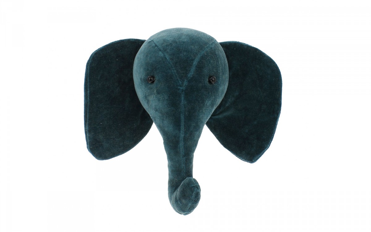 mini trofeo de pared elefante terciopelo azul pato
