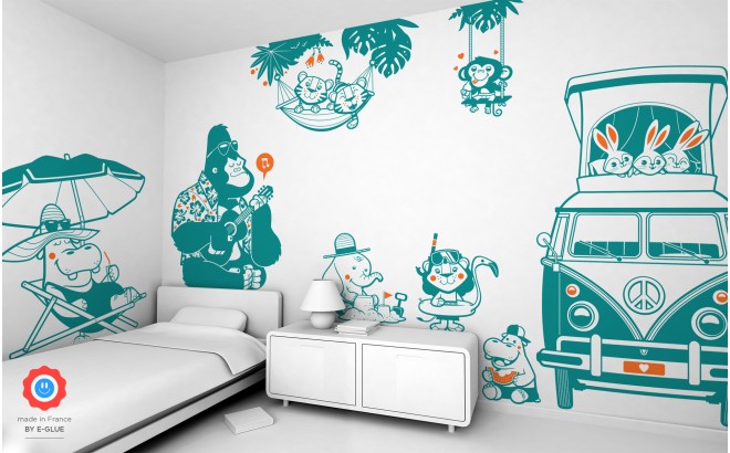 Stickers Chambre Bébé Animaux, Adorable Déco Murale Enfant