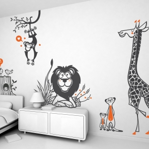 Stickers chambre bébé, stickers muraux enfants, autocollant animaux,  savane, forêt, jungle tropicale -  France
