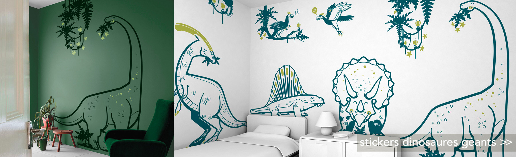 stickers dinosaures géants XXL, décoration murale chambre enfant