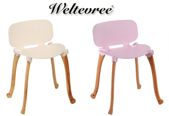 FLORIS SCHOONDERBEEK for WELTEVREE // white & pink axechairs